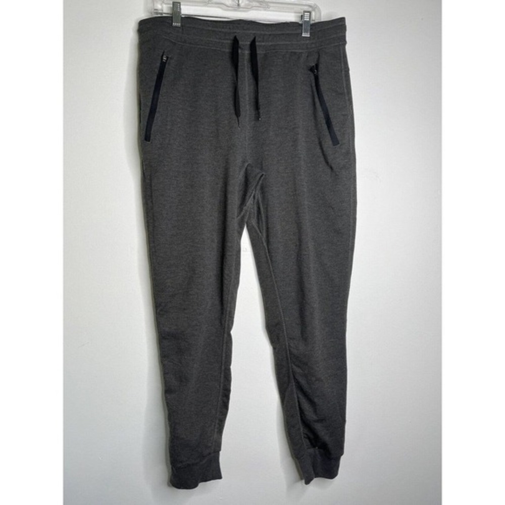 BROOKLYN Standard Jogger Sweatpants Drawstring Large Gray Cotton Stretch